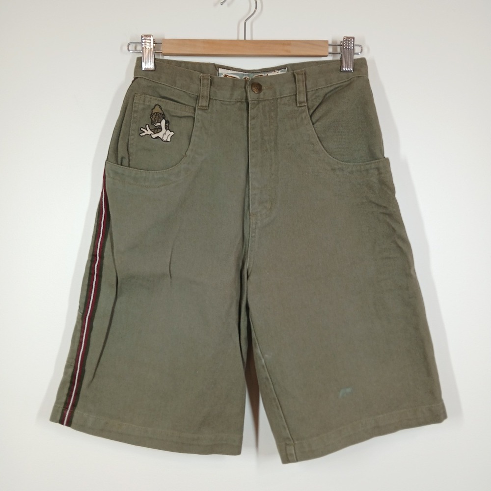 Rage Shorts Youth 16 Green Cotton Embroidered Stripe Casual Streetwear Y2K